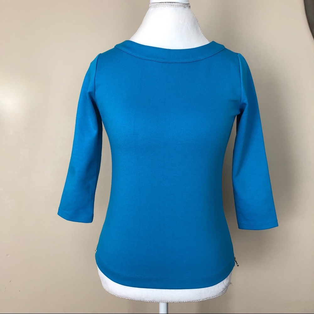 Ann Taylor Blue Side Zipper Top, Size: XS Petite